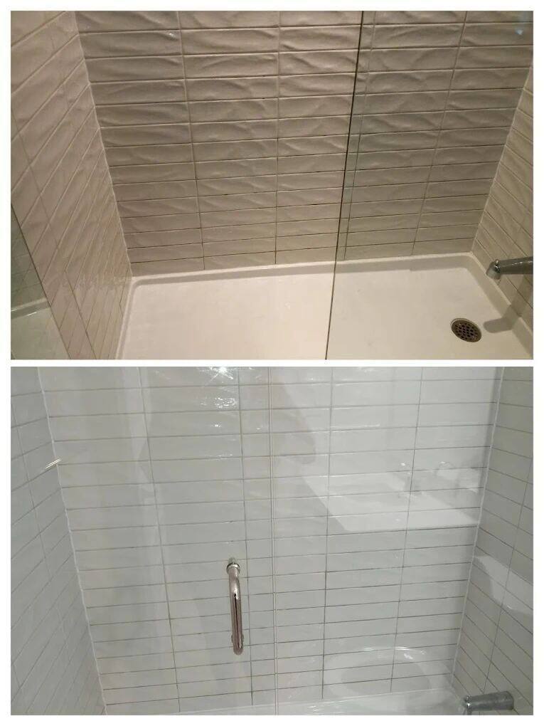 Shower stall — grout & glass refresh